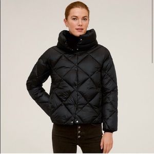Mango / black satin quilted puffer